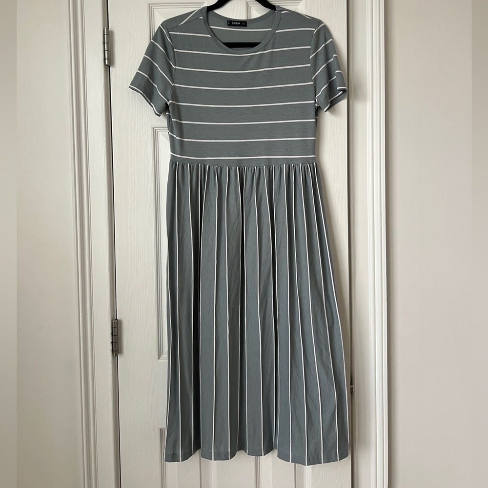 Striped Blue Midi Dress